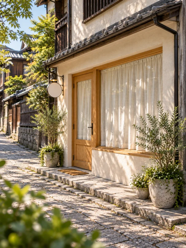 閉じた店の扉